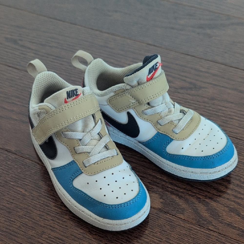 Nike Kids Sneakers in Blue, White, and Tan